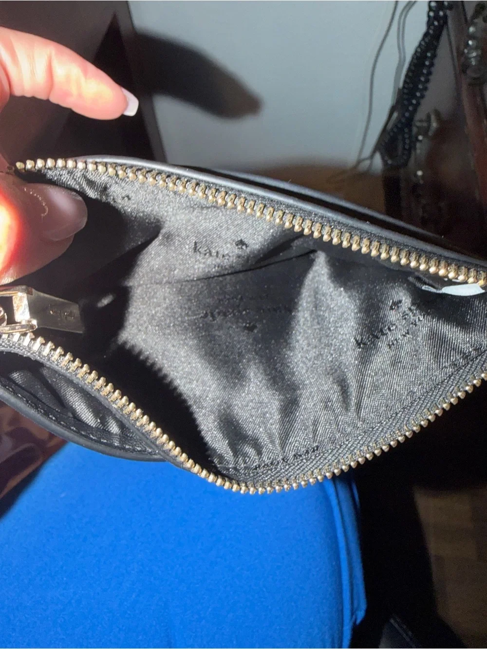 kate spade Black & Cream Floral Zip Card Pouch